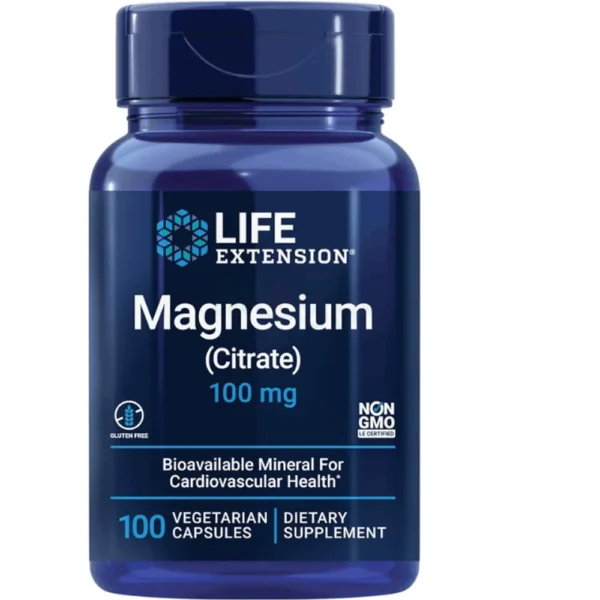 Life Extension Magnesium (Citrate) 100 mg For Men and Women 100 Vegetarian Capsules