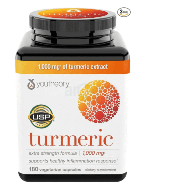 Youtheory Turmeric Extra Strength Formula Capsules 1,000 mg per Daily, 180 Count