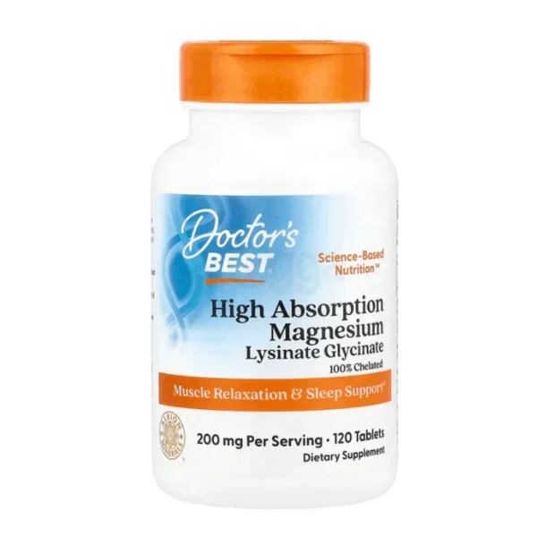 Doctor's Best, High Absorption Magnesium, 200 mg, 120 Tablets