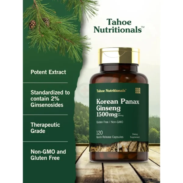 Carlyle Korean Panax Ginseng |1500mg | 120 Capsules | for Men and Women | Tahoe Nutritionals