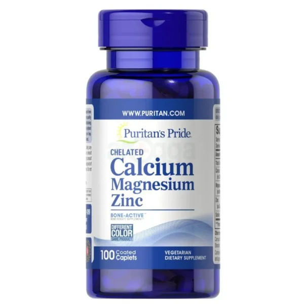 Puritan's Pride Chelated Calcium Magnesium Zinc - 100 Coated Caplets